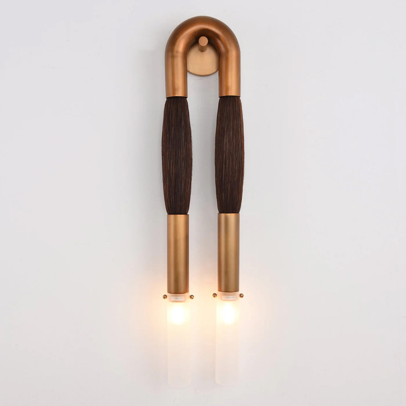 Wandlamp Boho met U-Boog en Glazen Buizen voor Twee Lichtpunten