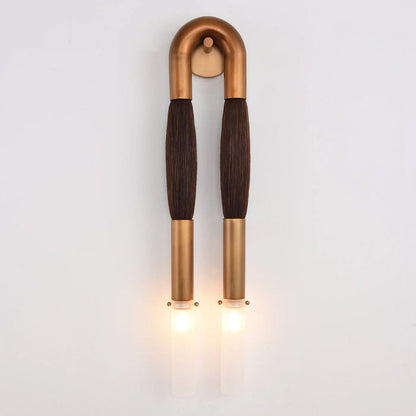 Wandlamp Boho met U-Boog en Glazen Buizen voor Twee Lichtpunten