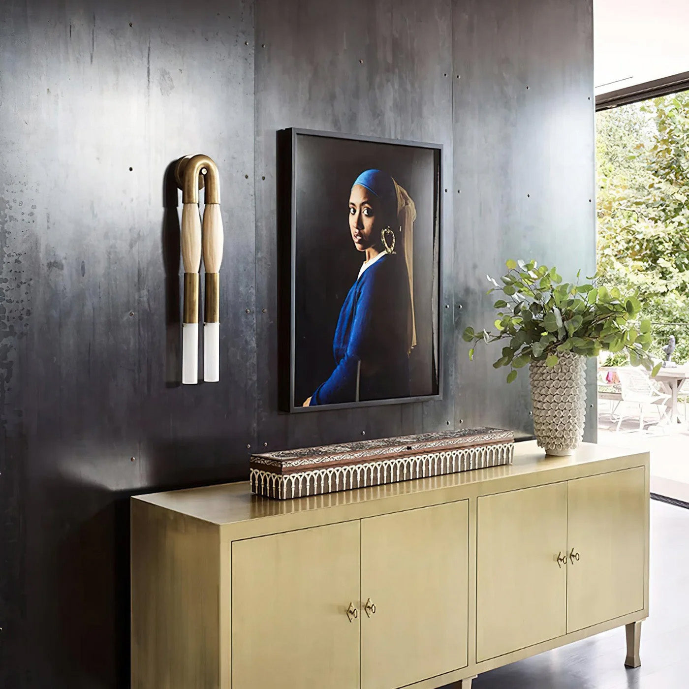 Wandlamp Boho met U-Boog en Glazen Buizen voor Twee Lichtpunten