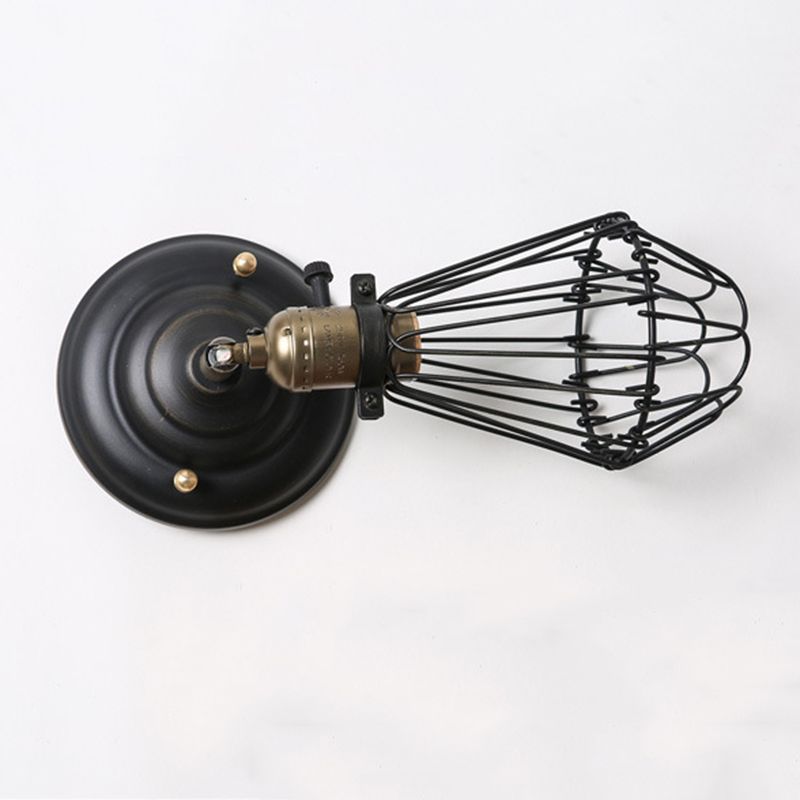 Wandlamp Industrieel met Draadkorf en E27 Fitting