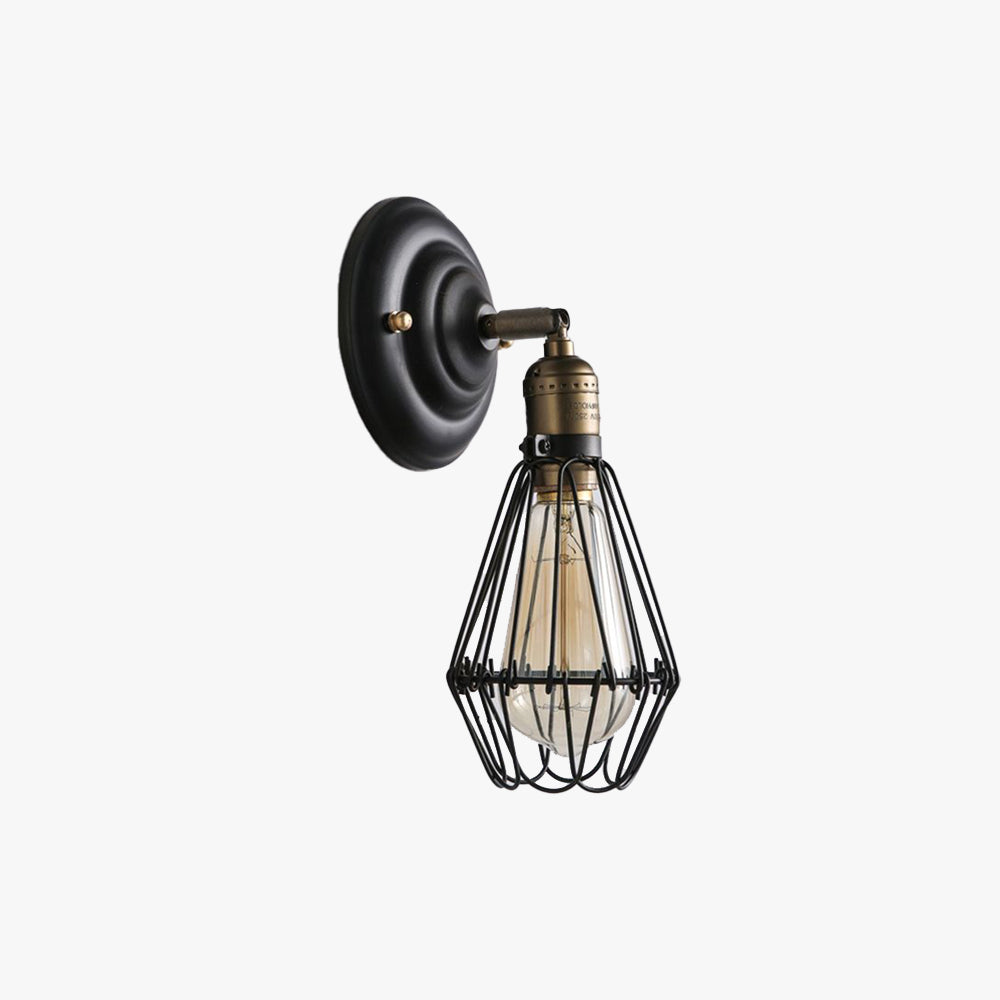 Wandlamp Industrieel met Draadkorf en E27 Fitting