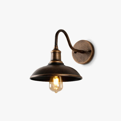 Wandlamp Industrieel met Ronde Schermkap en Zwanenhals Arm