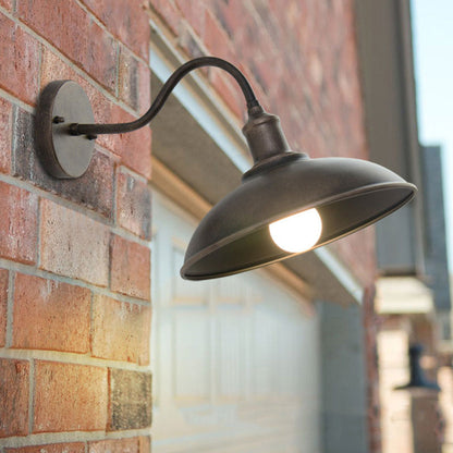 Wandlamp Industrieel met Ronde Schermkap en Zwanenhals Arm