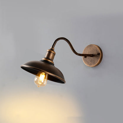 Wandlamp Industrieel met Ronde Schermkap en Zwanenhals Arm
