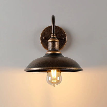 Wandlamp Industrieel met Ronde Schermkap en Zwanenhals Arm