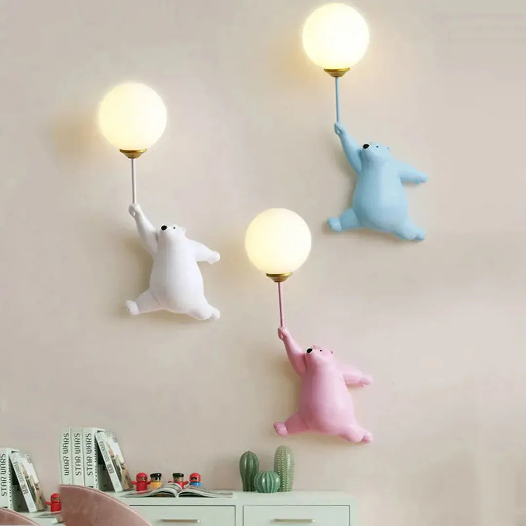 Wandlamp Kinderkamer met Beer en Ballon Figuur