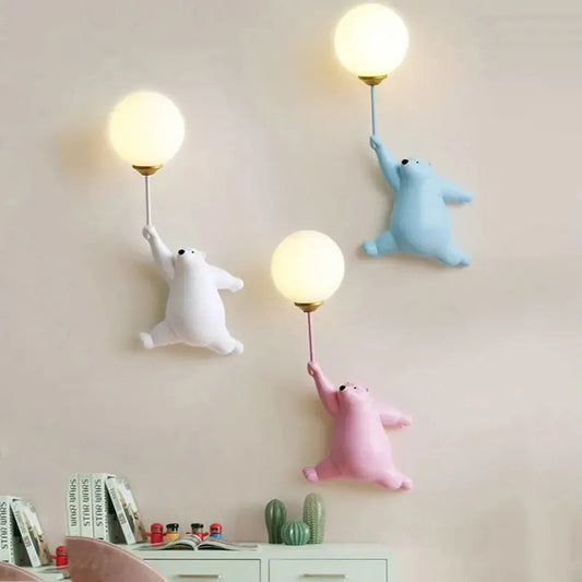 Wandlamp Kinderkamer met Beer en Ballon Figuur