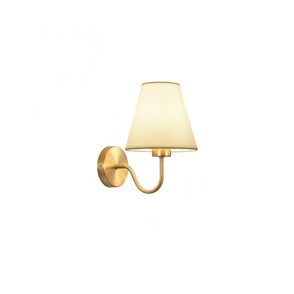 Wandlamp Klassiek met Stoffen Kap en Gouden Arm
