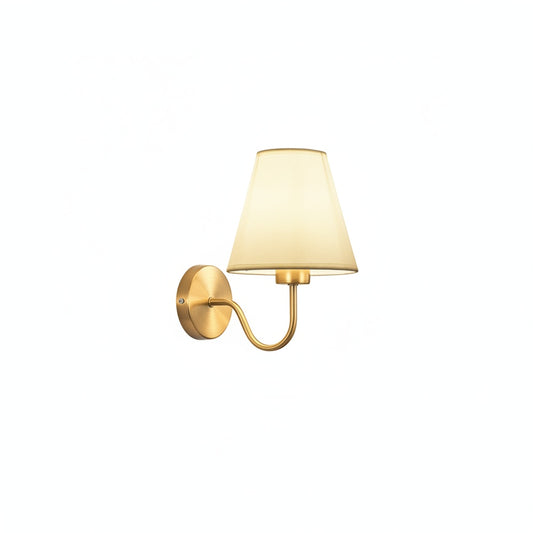 Wandlamp Klassiek met Stoffen Kap en Gouden Arm