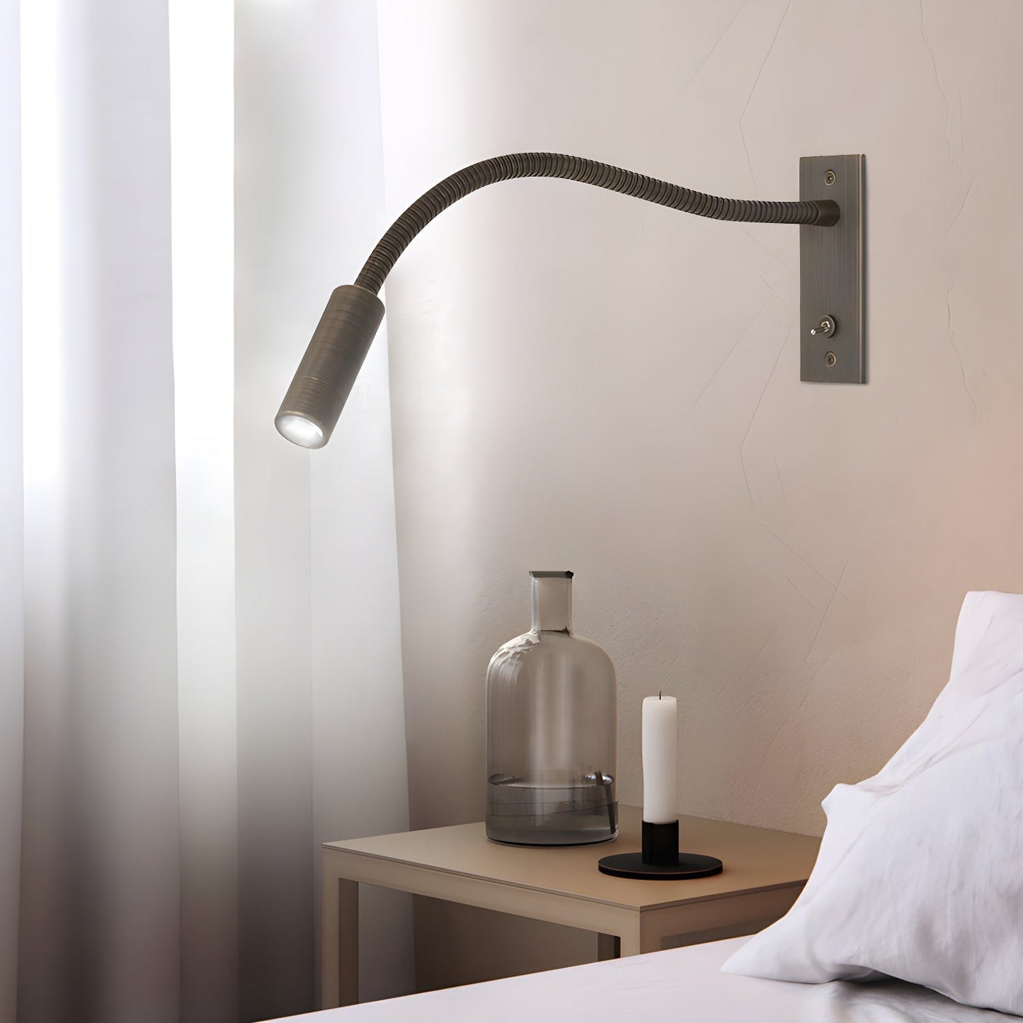 Wandlamp Leeslamp met Flexibele Gooseneck Arm en Geïntegreerde LED