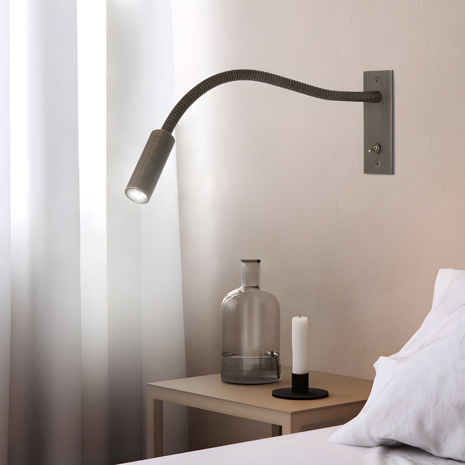 Wandlamp Leeslamp met Flexibele Gooseneck Arm en Geïntegreerde LED