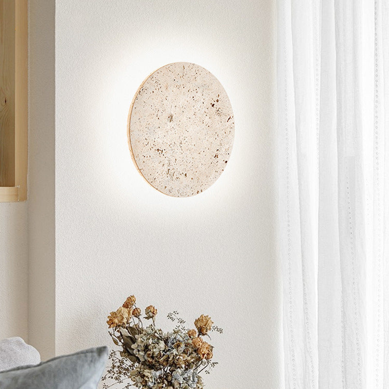 Wandlamp Minimalist met Travertijn Steen en Geïntegreerde LED