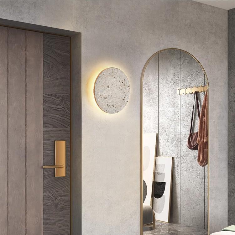 Wandlamp Minimalist met Travertijn Steen en Geïntegreerde LED