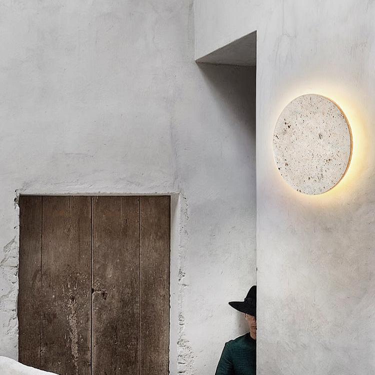 Wandlamp Minimalist met Travertijn Steen en Geïntegreerde LED