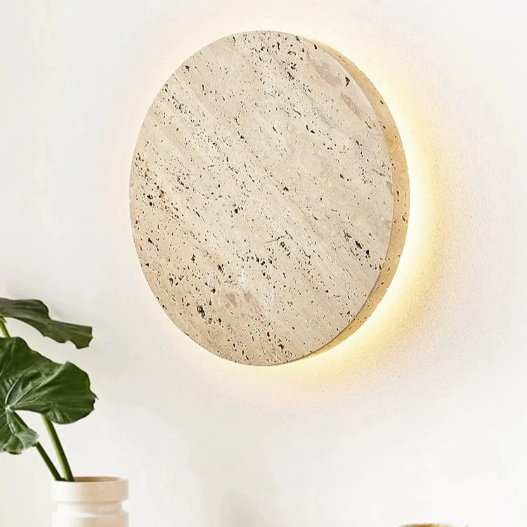 Wandlamp Minimalist met Travertijn Steen en Geïntegreerde LED