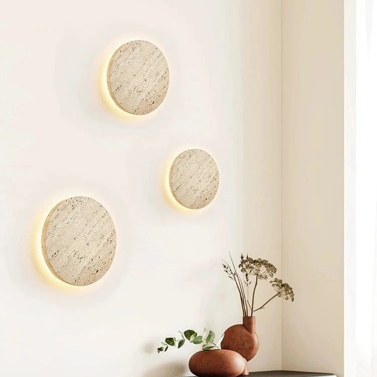 Wandlamp Minimalist met Travertijn Steen en Geïntegreerde LED