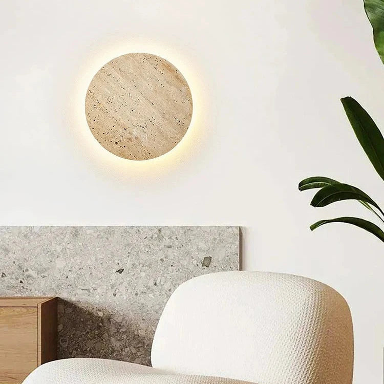Wandlamp Minimalist met Travertijn Steen en Geïntegreerde LED