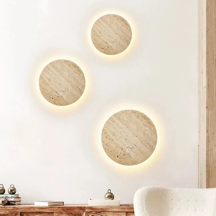 Wandlamp Minimalist met Travertijn Steen en Geïntegreerde LED