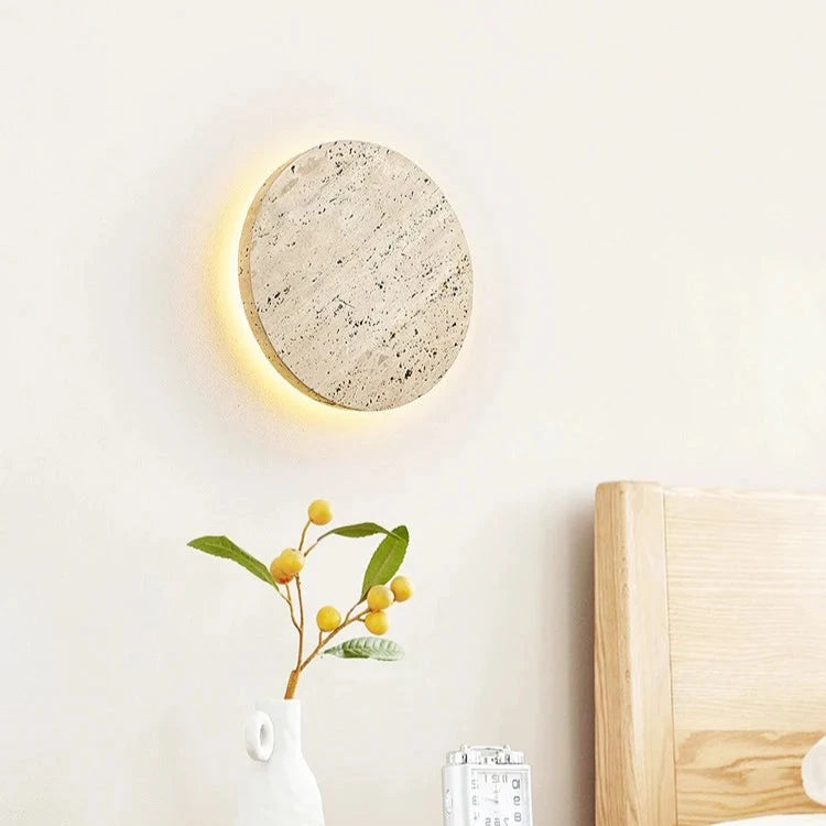 Wandlamp Minimalist met Travertijn Steen en Geïntegreerde LED