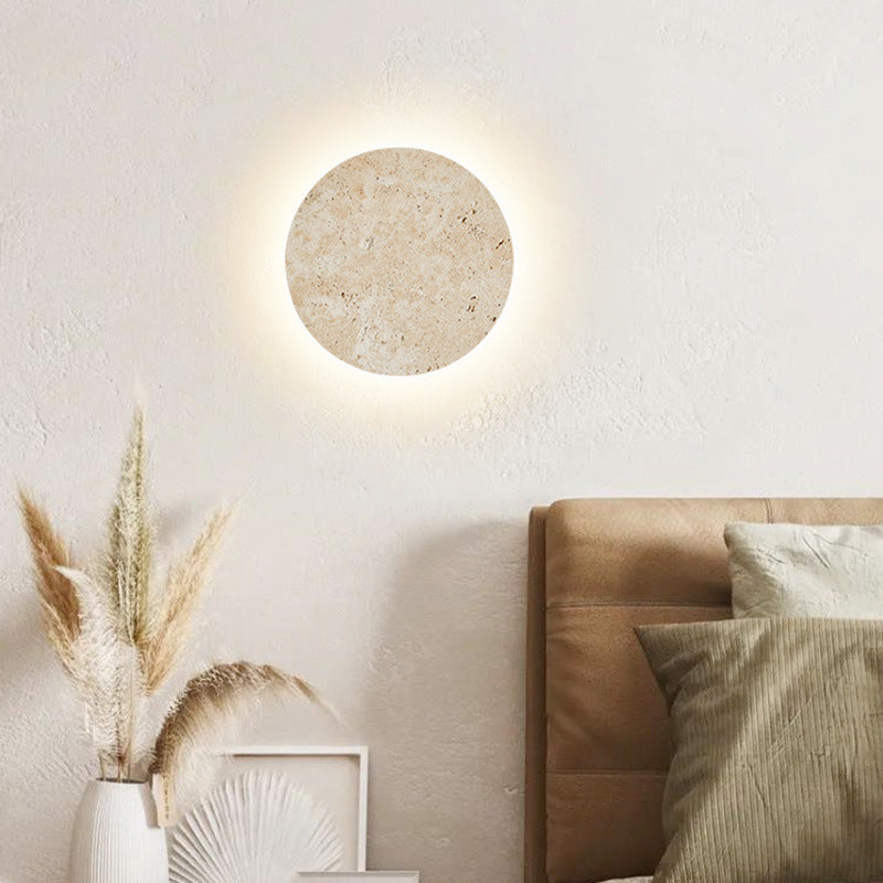 Wandlamp Minimalist met Travertijn Steen en Geïntegreerde LED