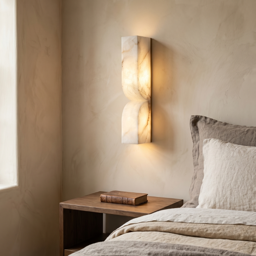 Wandlamp Minimalistisch met Alabast Kap en Geïntegreerde LED Dimbaar ##POS:12##