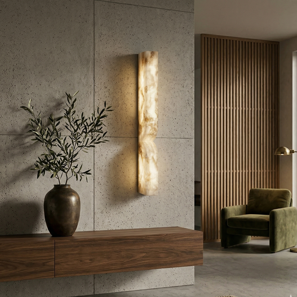 Wandlamp Minimalistisch met Alabast Kap en Geïntegreerde LED Dimbaar ##POS:14##