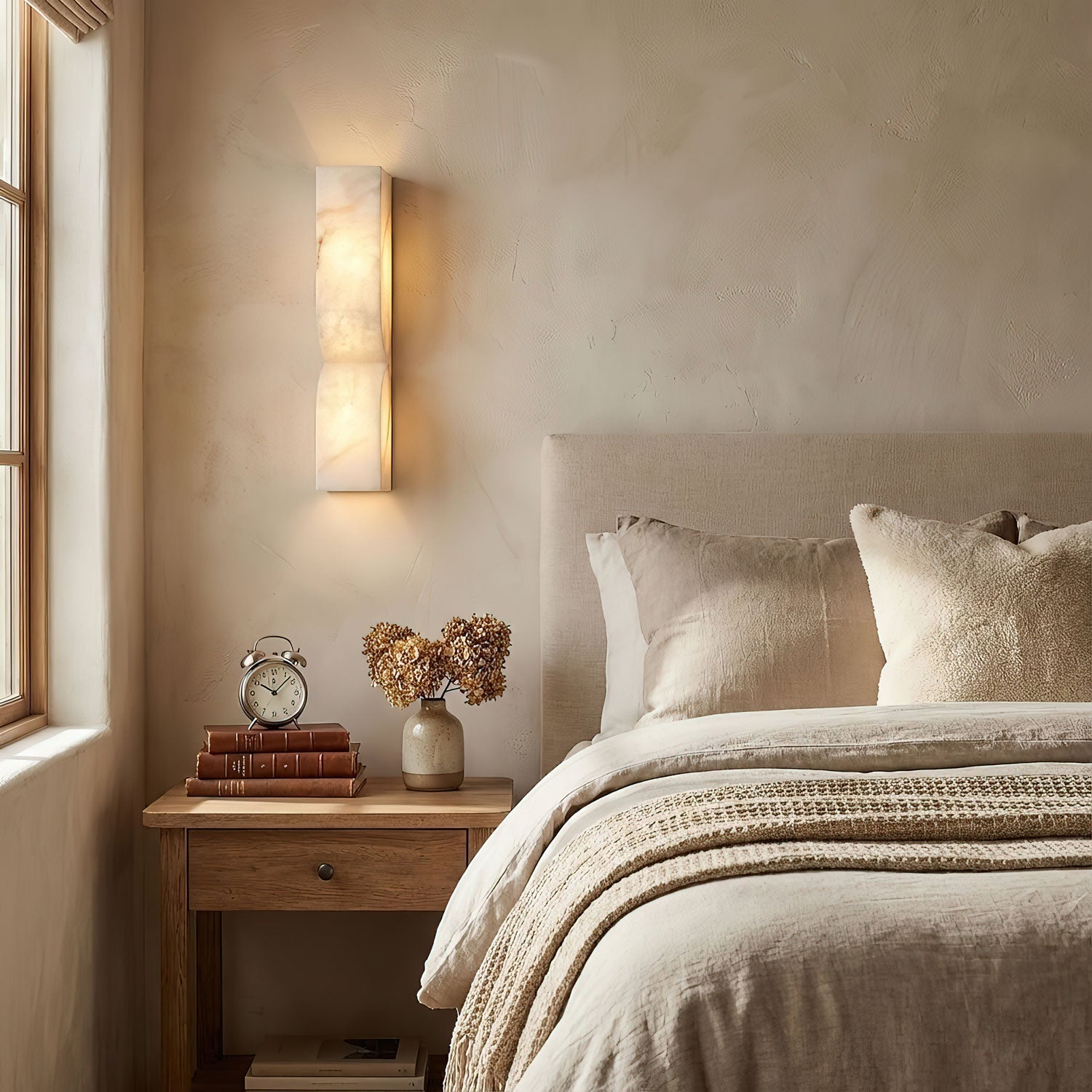 Wandlamp Minimalistisch met Alabast Kap en Geïntegreerde LED Dimbaar ##POS:15##