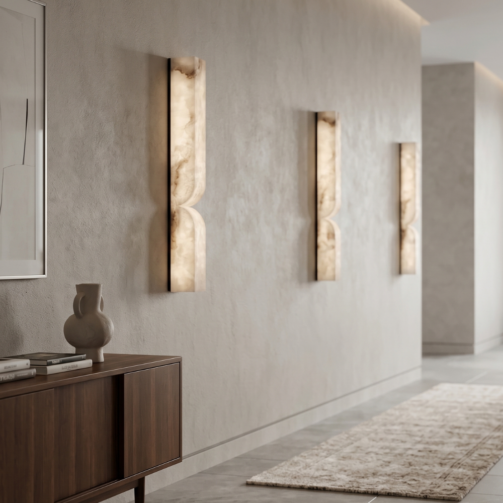 Wandlamp Minimalistisch met Alabast Kap en Geïntegreerde LED Dimbaar