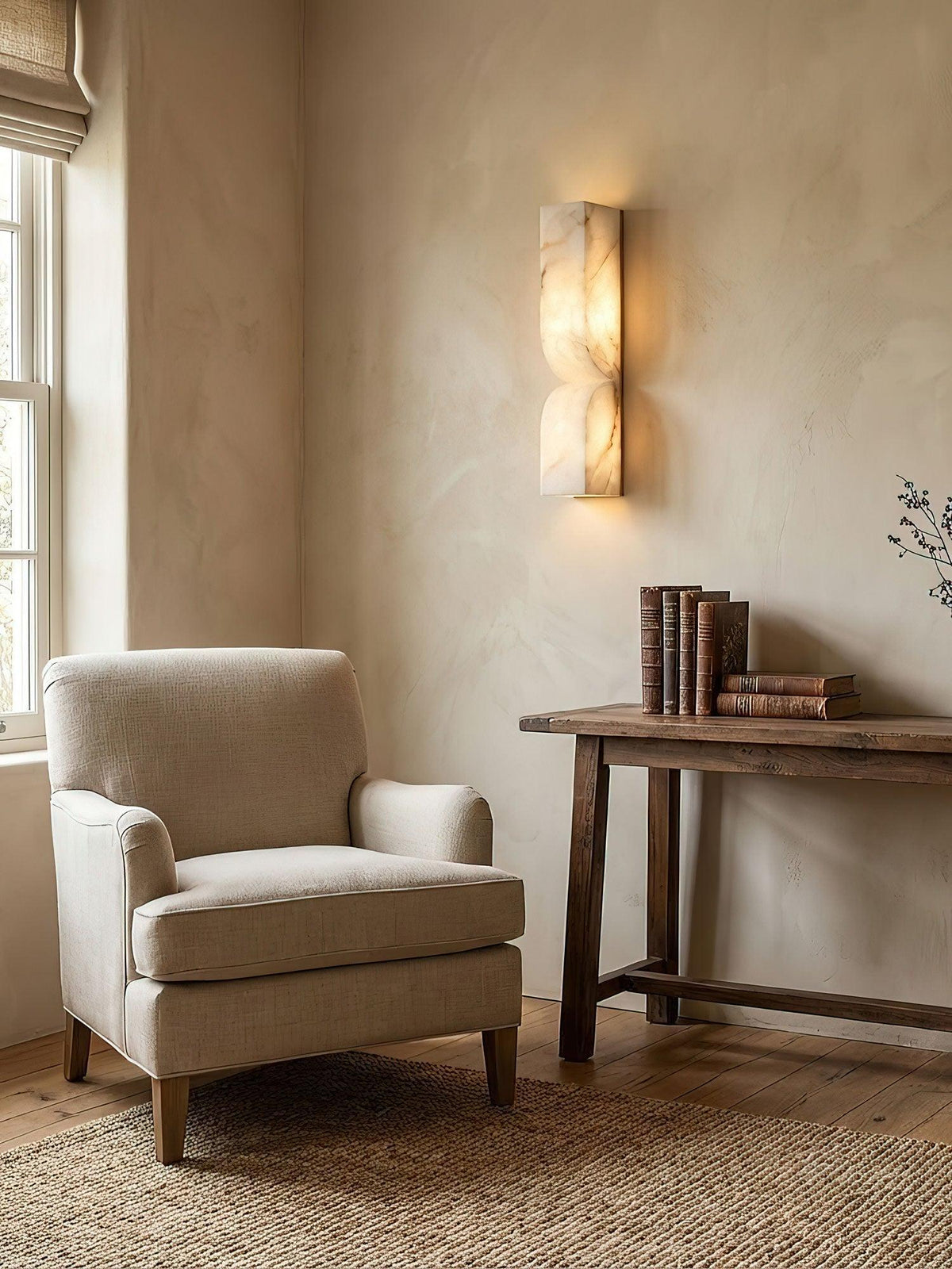 Wandlamp Minimalistisch met Alabast Kap en Geïntegreerde LED Dimbaar