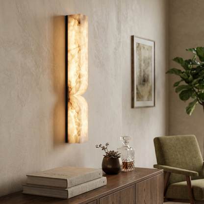 Wandlamp Minimalistisch met Alabast Kap en Geïntegreerde LED Dimbaar ##POS:4##