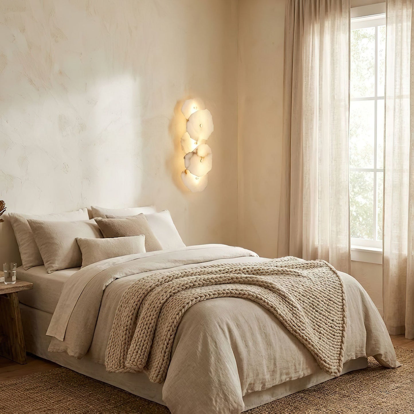 Wandlamp Minimalistisch met Alabasten Kappen en Gouden Bevestiging