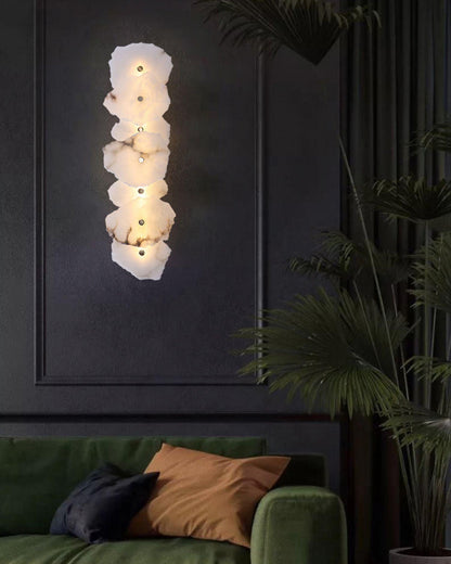Wandlamp Minimalistisch met Alabasten Kappen en Gouden Bevestiging