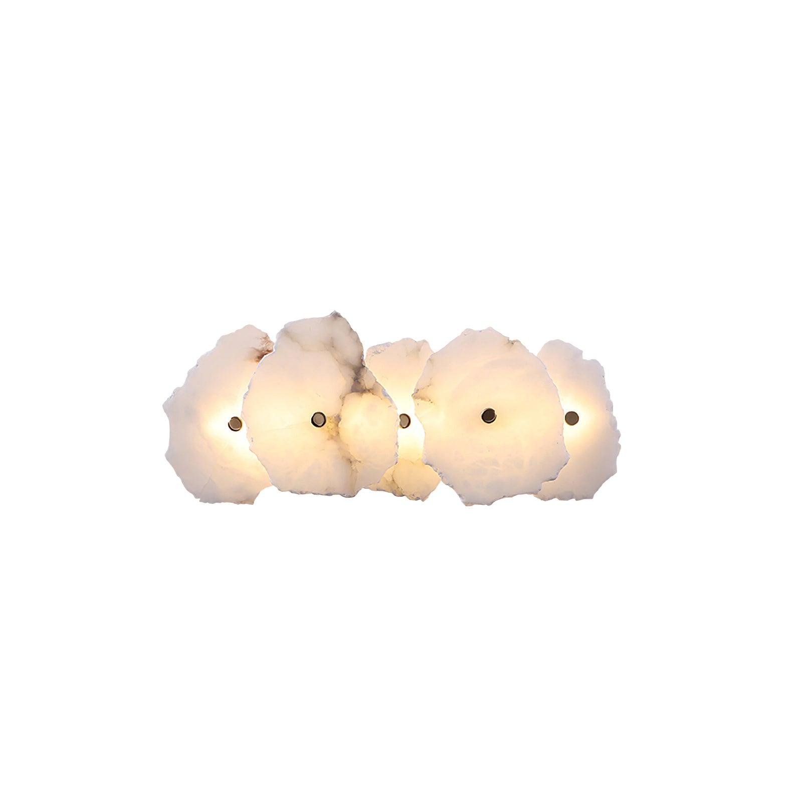 Wandlamp Minimalistisch met Alabasten Kappen en Gouden Bevestiging