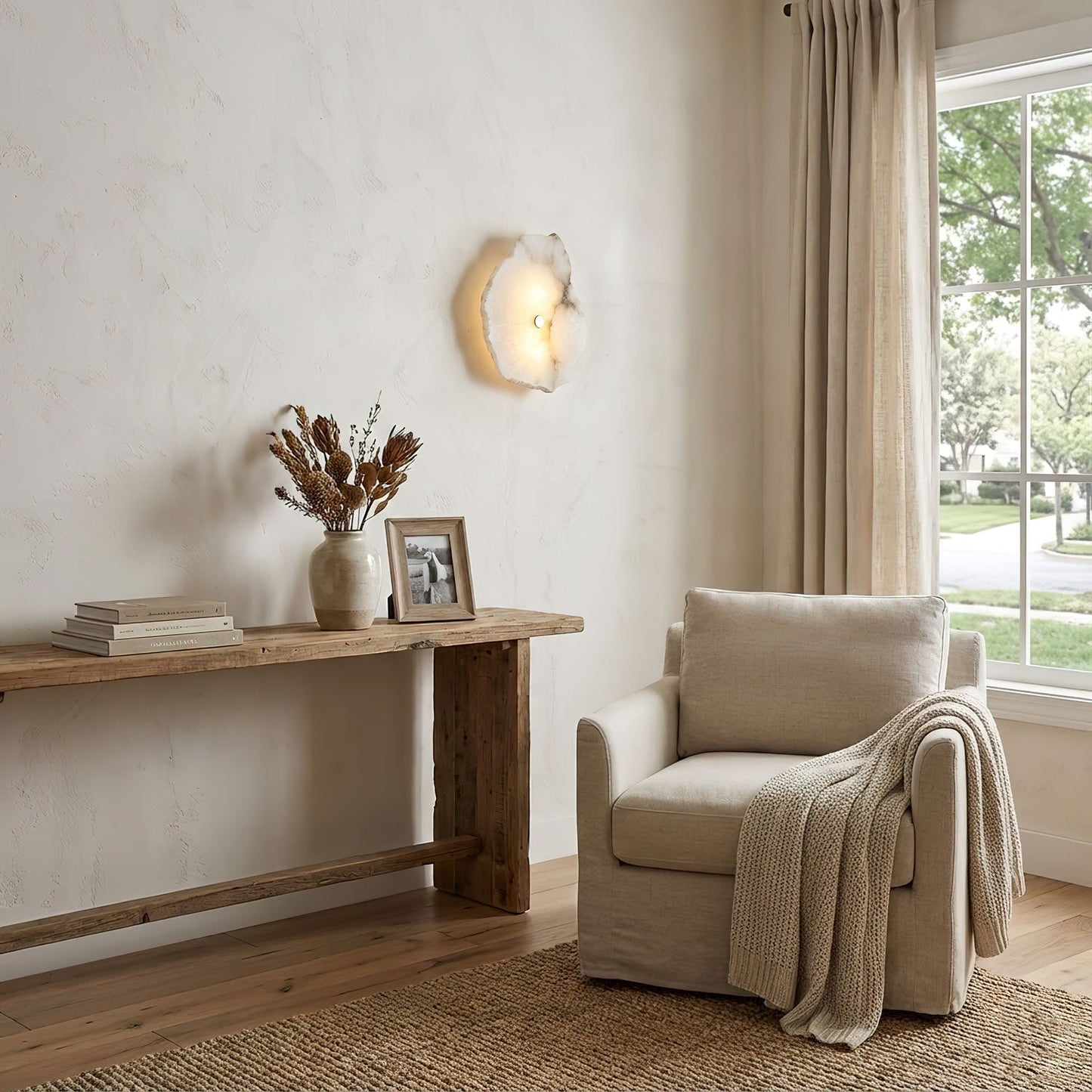 Wandlamp Minimalistisch met Alabasten Kappen en Gouden Bevestiging