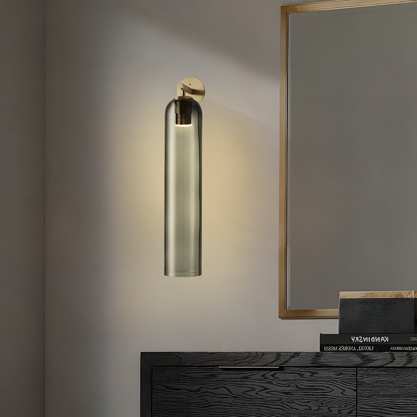 Wandlamp Minimalistisch met Cilindervormige Glazen Kap en Ingebouwde LED