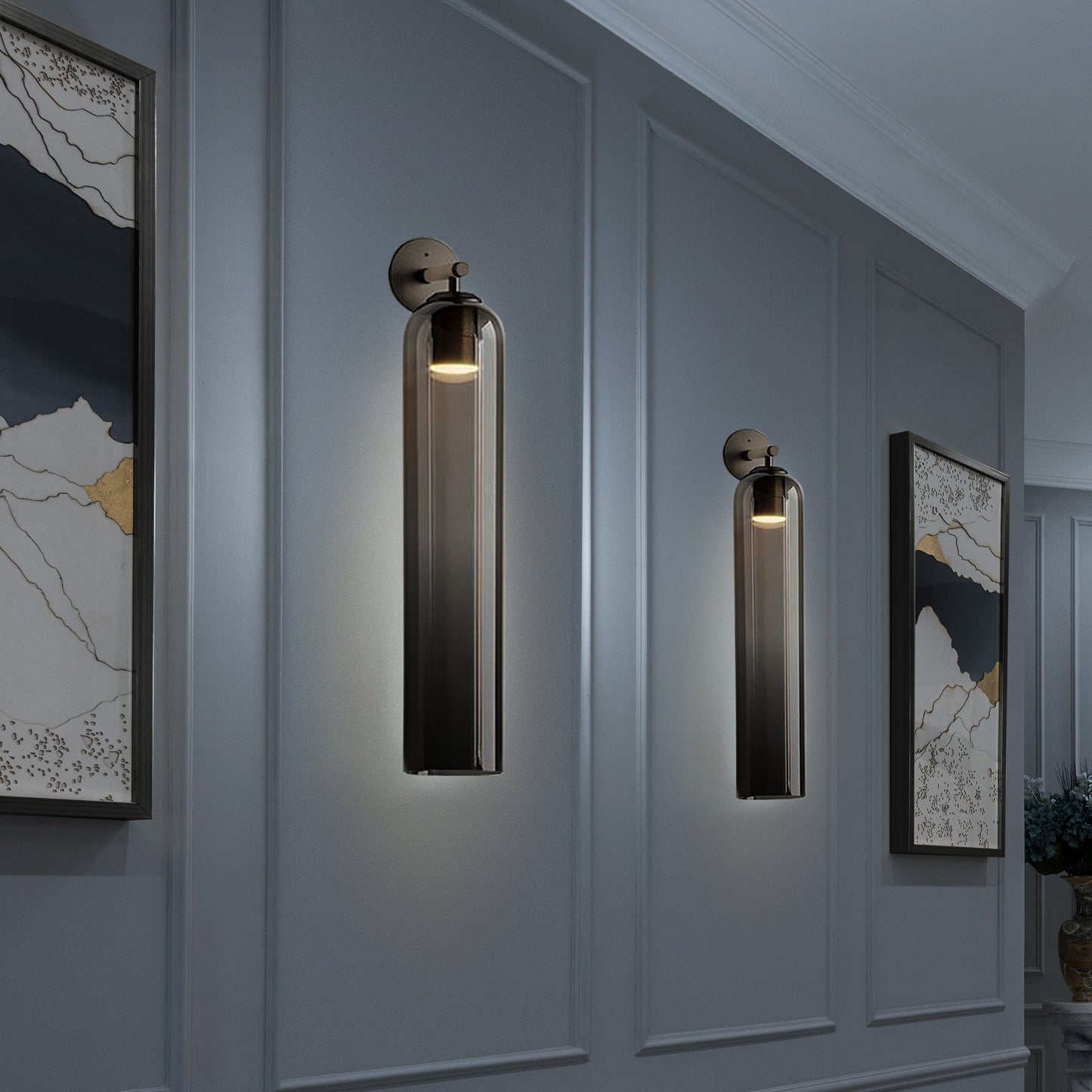 Wandlamp Minimalistisch met Cilindervormige Glazen Kap en Ingebouwde LED