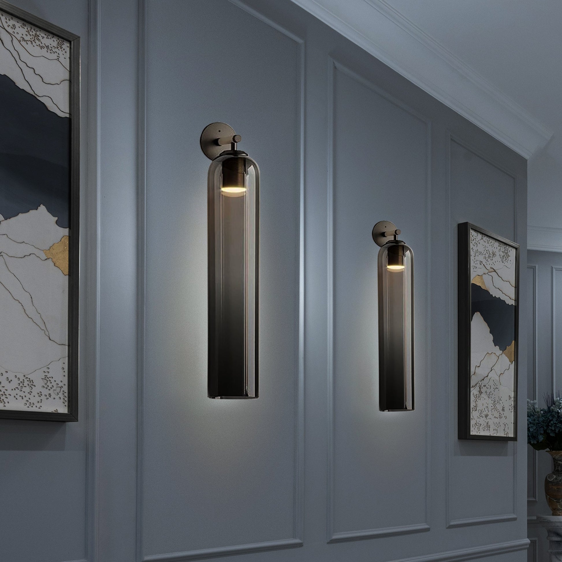 Wandlamp Minimalistisch met Cilindervormige Glazen Kap en Ingebouwde LED