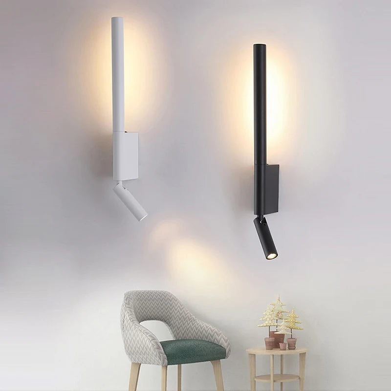 Wandlamp Minimalistisch met Draaibare Leeslamp en Geïntegreerde LED