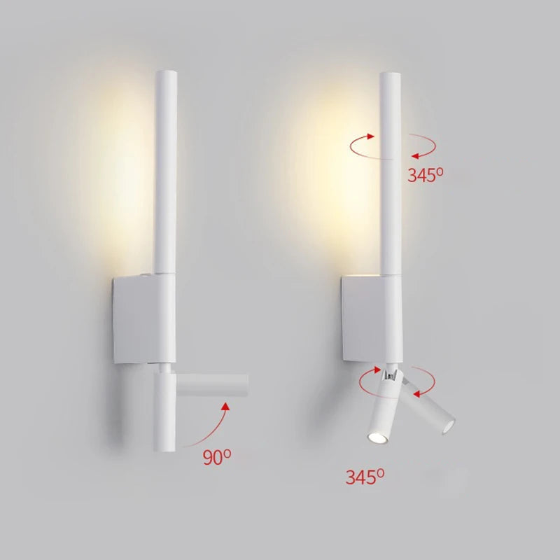 Wandlamp Minimalistisch met Draaibare Leeslamp en Geïntegreerde LED