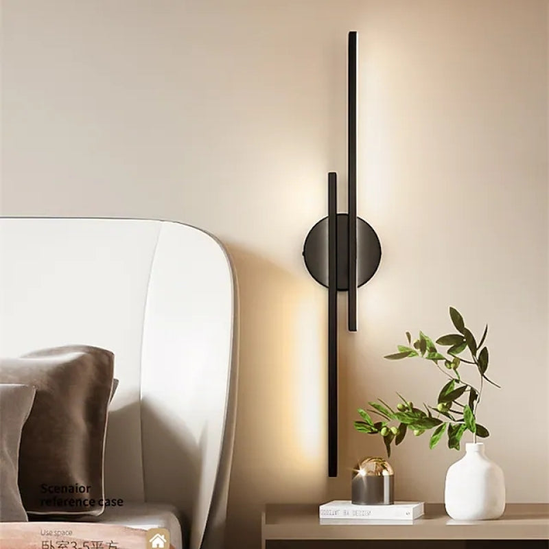 Wandlamp Minimalistisch met Dubbele Lineaire Staaf en Ronde Wandbevestiging