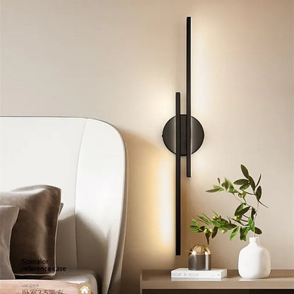 Wandlamp Minimalistisch met Dubbele Lineaire Staaf en Ronde Wandbevestiging