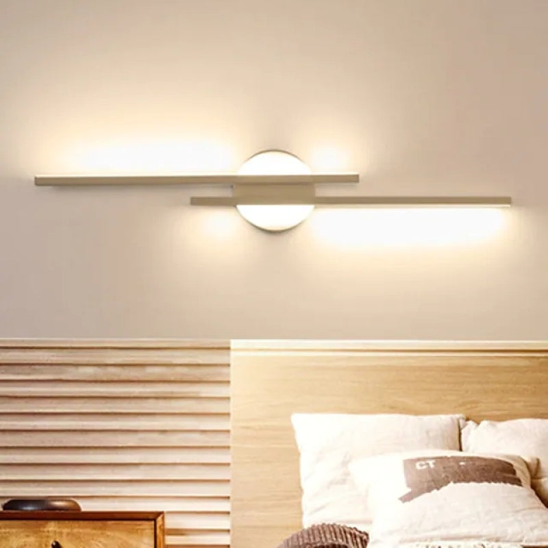 Wandlamp Minimalistisch met Dubbele Lineaire Staaf en Ronde Wandbevestiging