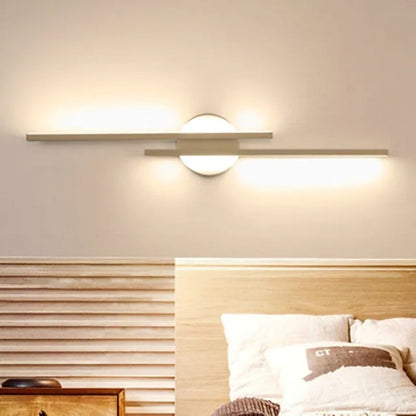 Wandlamp Minimalistisch met Dubbele Lineaire Staaf en Ronde Wandbevestiging