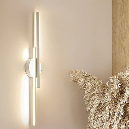 Wandlamp Minimalistisch met Dubbele Lineaire Staaf en Ronde Wandbevestiging