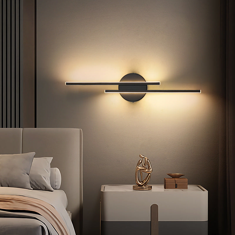 Wandlamp Minimalistisch met Dubbele Lineaire Staaf en Ronde Wandbevestiging