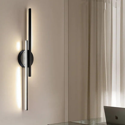 Wandlamp Minimalistisch met Dubbele Lineaire Staaf en Ronde Wandbevestiging