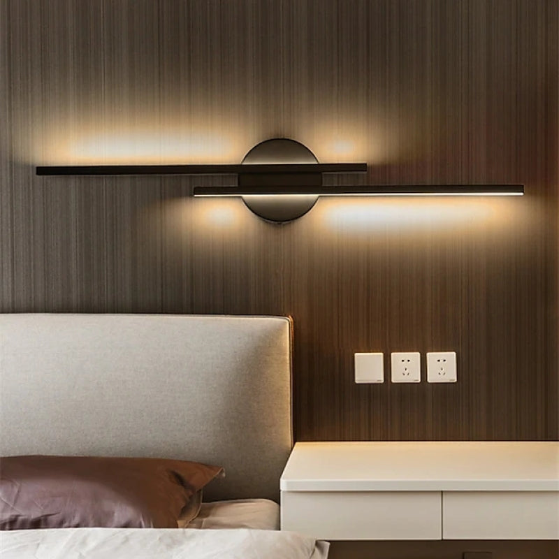 Wandlamp Minimalistisch met Dubbele Lineaire Staaf en Ronde Wandbevestiging