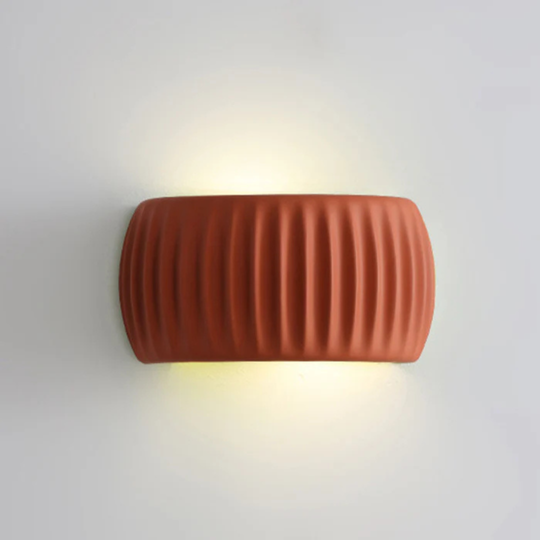 Wandlamp Minimalistisch met Geribbeld Hars Kap en Warm Licht