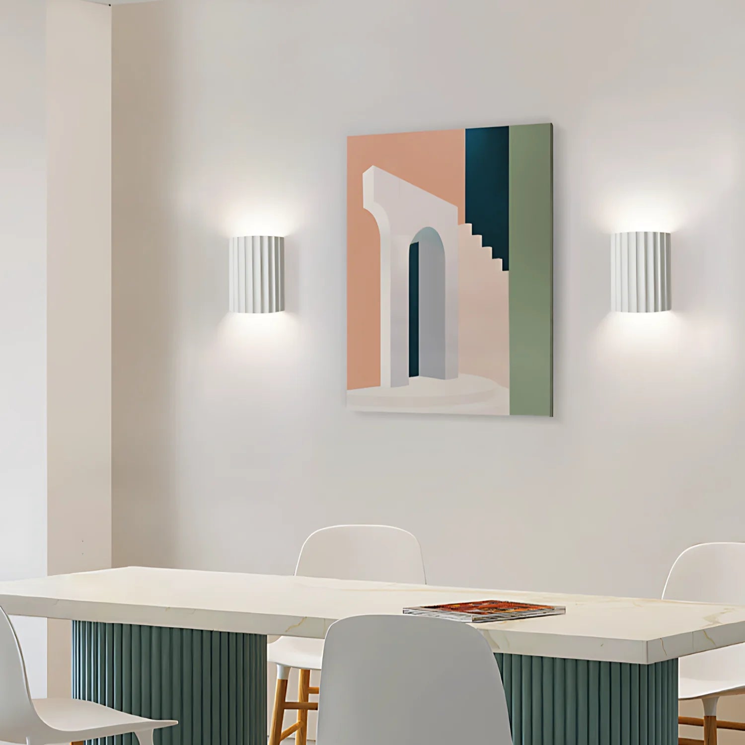 Wandlamp Minimalistisch met Geribbeld Reliëfpatroon en Omhoog-Omlaag Lichteffect