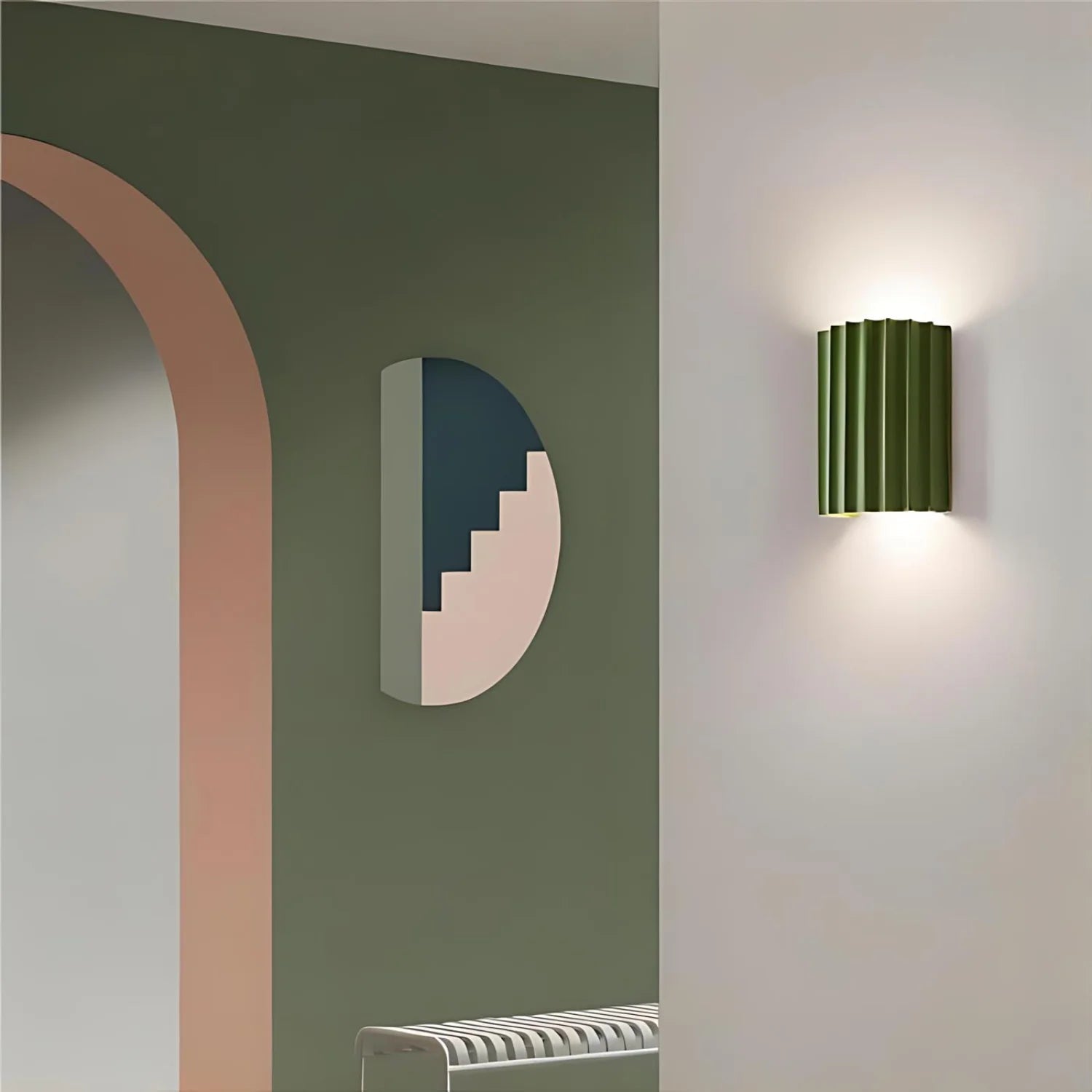Wandlamp Minimalistisch met Geribbeld Reliëfpatroon en Omhoog-Omlaag Lichteffect